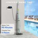 Lydsto S1 Lite Cordless Spa Hot Tub Vacuum Cleaner  90-Min Runtime, Powerful 20W Brushless Motor, Includes 3 Aluminum Poles, Lightweight Handheld Pool Vacuum to Clean Small Debris Types, Silver