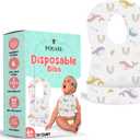 Premium Baby Disposable Bibs - Mess-Free Feeding and Easy Cleanup - 5 Packs of 20 (100 Count)