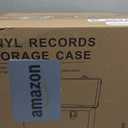 Vinyl Record Storage Box, Waterproof and Dustproof PU Leather Record Crate, Holds 45 LPs with Velvet Lining, Portable Vinyls Records Album Storage Boxes, Metal Corner Durable Vinyl Record Box (White)