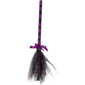 Halloween Witch Broom Decoration Lightweight Detachable Broom Prop for Parties Unique Witch Costume Accessory for Masquerades and Outdoor Events Purple