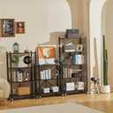 DEANIC 4 Tier Foldable Storage Shelves with Wheels, No Assembly Organizer Rack for Garage Kitchen, Basement, Pantry,Perfect for Craft Shows & Vendor Events(Black)