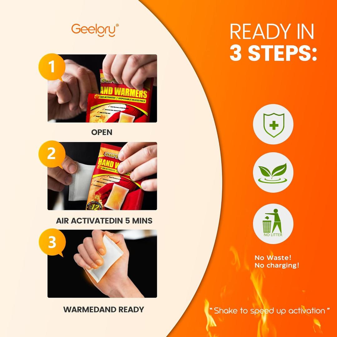 Hand Warmers Disposable 150Pcs, Long-Lasting Up to 12 Hours for Warm Body, Safe Portable Hand Warmers for Foot, Heater for Camping, Fishing, Winter