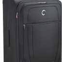 DELSEY PARIS Helium DLX Softside Expandable Luggage with Spinner Wheels, Black, Checked-Large 29 Inch