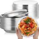 25 Pack 9 Inch Heavy Duty Aluminum Pie Tins Bulk with Lid, Oven and Freezer Safe Disposable Pie Pizza Pan Dessert Baking Cups Ideal for Restaurants Bakeries Christmas Party Supplies (Silver)