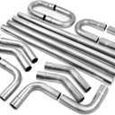 2.25'' Custom Exhaust Kit Universal Mild Steel 16 Gauge Tubing Mandrel Bend Pipe Straight & U-Bend (16PCS, 2 Packs)