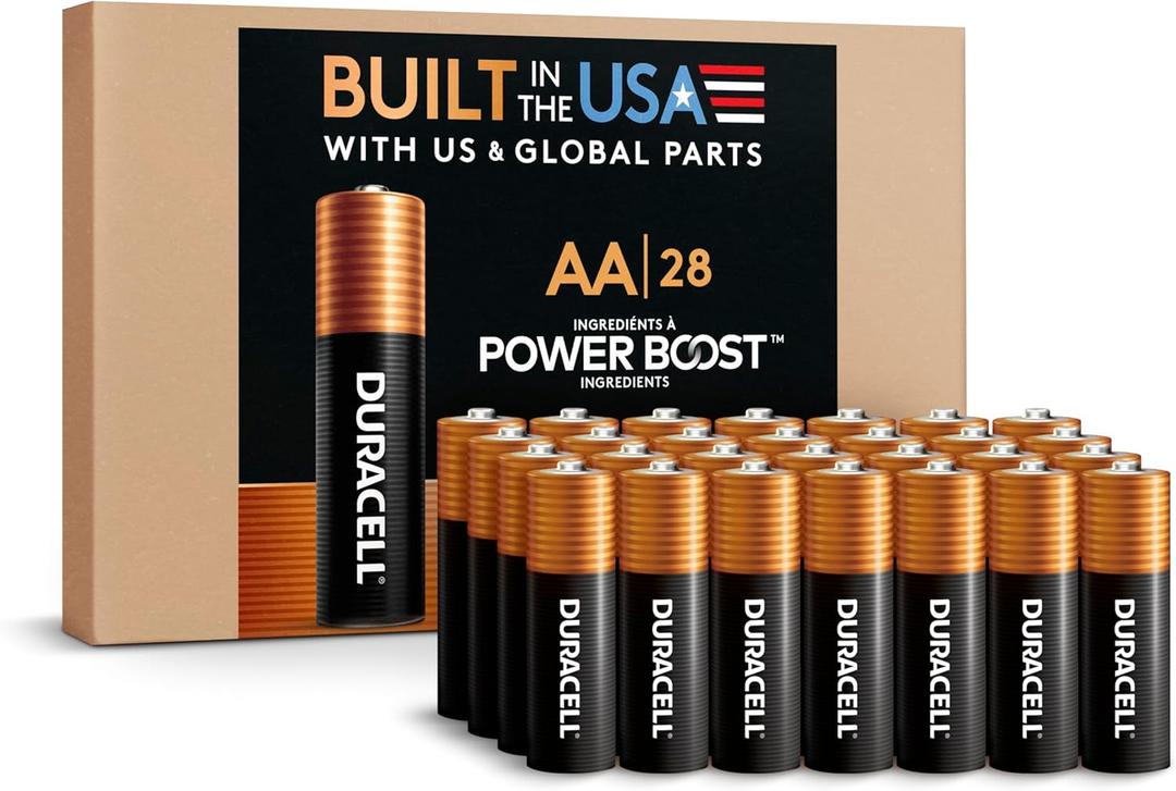 Duracell Coppertop AA Alkaline Batteries with POWER BOOST Ingredients, 28 Count (Pack of 1), Long-Lasting Alkaline, Re-closable for Quick Access and Organized Storage