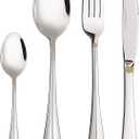 Silverware Set Limited Edition  24 Piece Dinnerware Set  Flatware Set for 6  Silver Tableware Set w/Gold Accents  Great for Family Gatherings & Daily Use  Spoons, Knives, Teaspoons, Forks