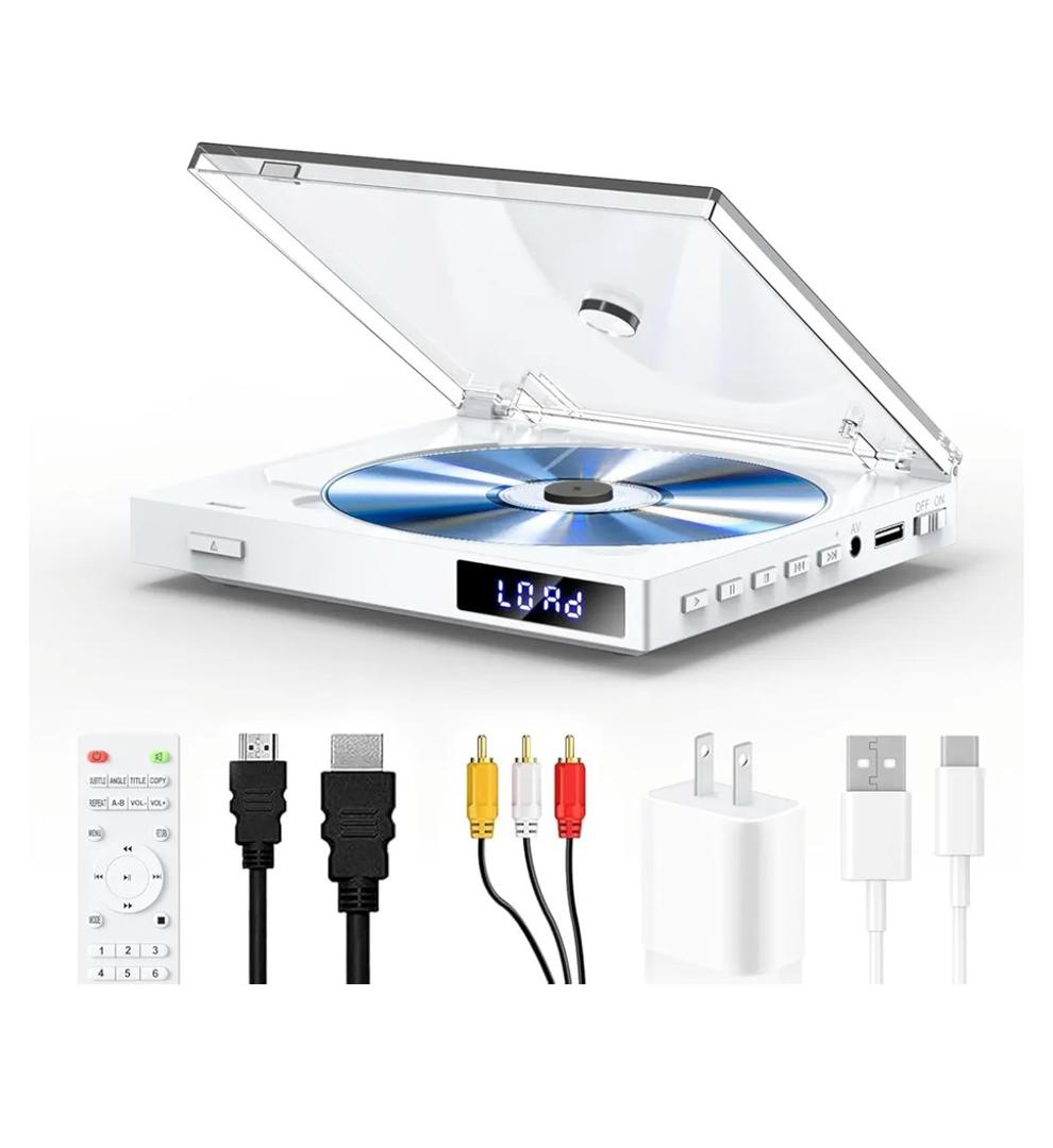 Mini DVD Players with USB Port, HDMI/RCA Output with Mini DVD Players for TV, Supports All Region NTSC/PAL up to 1080P, USB Input Design, Include Remote Control