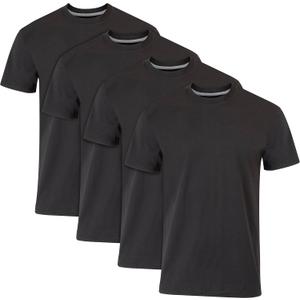 Hanes Men's Undershirts T-Shirt Pack, 4-Pack, ComfortBlend Moisture-Wicking Tees for Men, Crewneck T-Shirt, Slim Fit (Black, L)