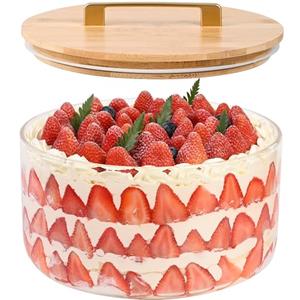 LOVYANXUE Large Salad Bowl, 10 inch Trifle Bowl with Sealed Lid, Versatile Mixing and Serving Bowl for Laying Ice Cream, Cake, Salad, Fruit, Baking, Dessert and Party Diy, Microwave Safe