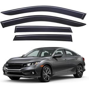 Lightronic Extra Durable Outside-Mount Off-Road Auto Vent Window Visors, Fits 2016-2021 Honda Civic (Sedan), UV Protection Rain Guards, Original Wind Deflectors, Smoke, 4-Pcs
