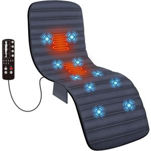 COMFIER Full Body Massage Mat Pad with Heat, Chair Pad with 10 Vibration Motors & 2 Therapy Heating Pad with Auto Shut Off, Heated Massage Mattress Pad for Back (Gray)