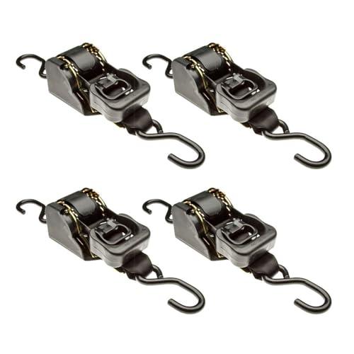 4 Pack - 2" x 10' Retractable Ratchet Strap with S-Hooks