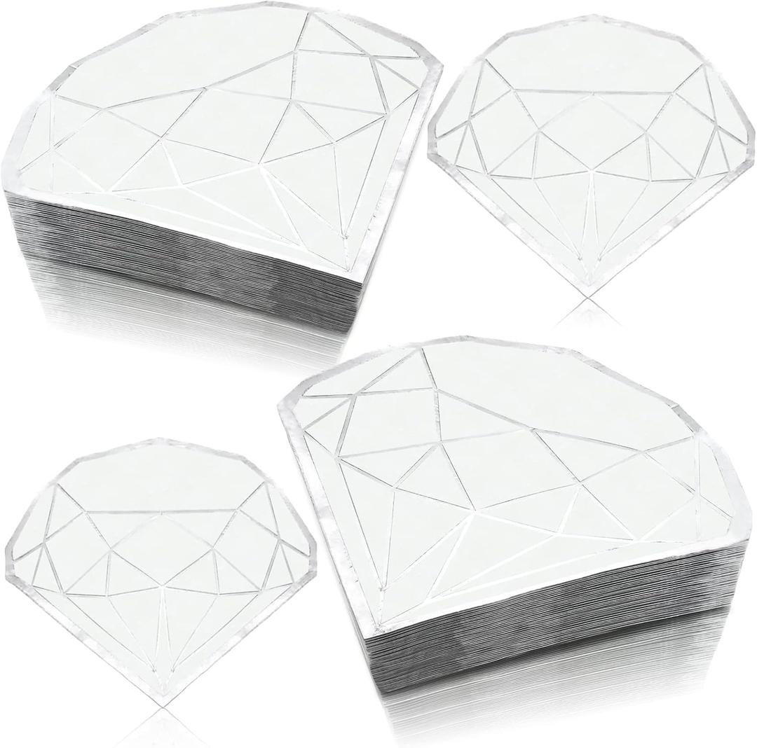 100 Pack 6.4 Inch Silver Foil Napkins Disposable Christmas Party Paper Napkins Party Decorations for Wedding Birthday Disco Party Bridal Shower Engagement(Diamond)