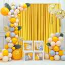 2 Panels Yellow Backdrop Curtain, 10 x 10 Feet Satin Background Curtains for Parties, Weddings, Baby Showers, Halloween, Christmas Birthday Party Photoshoot Backdrop Curtains Decorations