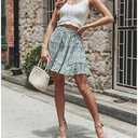 Womens Summer Flowy Tiered Ruffle Mini Skirt Cute High Waist Beach Boho Floral Polka Dot Short Skirts