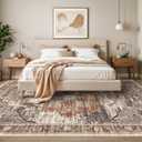RUUGME Washable 10x14 Area Rugs - Large Rugs for Living Room Stain Resistant Carpet Vintage Rugs for Bedroom with Non Slip Backing Home Decor Floor Decoration Mat 10x14 Brick