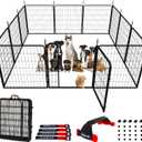 Dog Play Pen Indoors/Outdoor,32'' Portable Dog Fence with Easy-Carry Straps,12 Panels Dogs Pen Play Pen for Medium/Large Dogs,Rustproof Metal Pet Playpen for Camping RV Yard (with Two Doors)