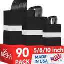 MESHA 90 Pack Black Paper Bags with Handles Bulk, Multiple 3 Assorted Sizes Eco-Friendly Gift Bags for Small Business - Party Favors, Retail, Birthday Goody Bags & Grocery,5/8/10 Inch