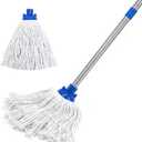 Indoor Mop for Floor Cleaning, Lightweight Cotton Mop with 2 Washable Heads