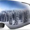 ZIONOR X4 Ski Goggles Magnetic Lens - Snowboard Goggles for Men Women Adult - Snow Goggles Anti-fog UV Protection (A3-vlt 10.5% Black Frame Revo Silver Lens)