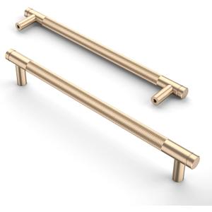 Asidrama 10 Pack 7.5 Inch(192mm) Gold Cabinet Pulls Knurled Cabinet Handles Cupboard Handles Kitchen Cabinet Hardware for Cupboard Drawer Pulls