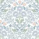 Floral Wallpaper Peel and Stick Wallpaper 17.3"x393" Boho Contact Paper Removable Self Adhesive Wall Paper for Bathroom Bedroom Blue and White Wildflower Wallpapers for Walls Home Decorate Vinyl