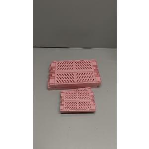 Plastic Baskets for Desk Organizing, Drawer Organizer, 2 Medium+2 Small Durable Folding Storage Crate for Home Kitchen Classroom Office Bedroom and Bathroom (Pink)