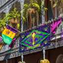 Blulu Mardi Gras Backdrop, Extra Large Photo Booth Background with Green, Purple, 70.8 x 43.3 Inch, Durable Polyester Fabric