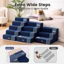 Gardner Pet Dog Stairs for Small Dogs 18.5" H, 4-Step Extra Wide Dog Steps for Bed, Pet Stairs for Bed and Couch with Durable Non-Slip Waterproof Fabric Cover and Soft Foam, Navy