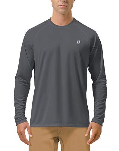 Roadbox Mens UPF 50+ UV Sun Protection Shirts Outdoor Long Sleeve SPF Diving Rash Guard for Fishing Hiking Swimming Dark Gray XL