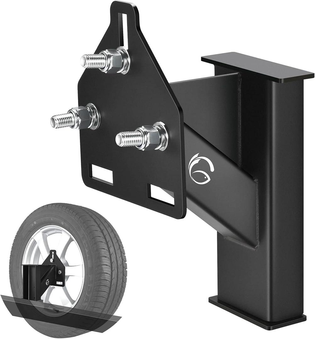 GADFISH Stake Pocket Spare Tire Carrier Mount, 3-Nuts Design Trailer Bracket Heavy Duty Holder, Fits 4 & 5 & 6 Lugs Trailer Wheels on 4",4.5'',4.75'',5'',5.5''and 6''Bolt Patterns, Holds up to 150 Lbs