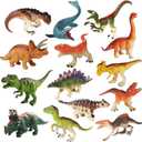 Yowlieu 14 Pcs Figures Toys Realistic Mini Dinosaurs Animal Figurines, Plastic Learning Educational Playset Animal Themed Party Supplies Cake Topper Ornaments for Easter Egg Birthday Christmas