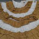 Christmas Tree Skirt - 48-Inch Ruffled Linen Skirt, Winter Holiday Decoration, White and Natural Brown Colors, Classic Style Indoor Festive Season Decor