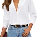 siliteelon Button Down Shirts for Women Dress Shirt Cotton Long Sleeve Collared Shirt Business Work Office Blouse Top (Large, White)