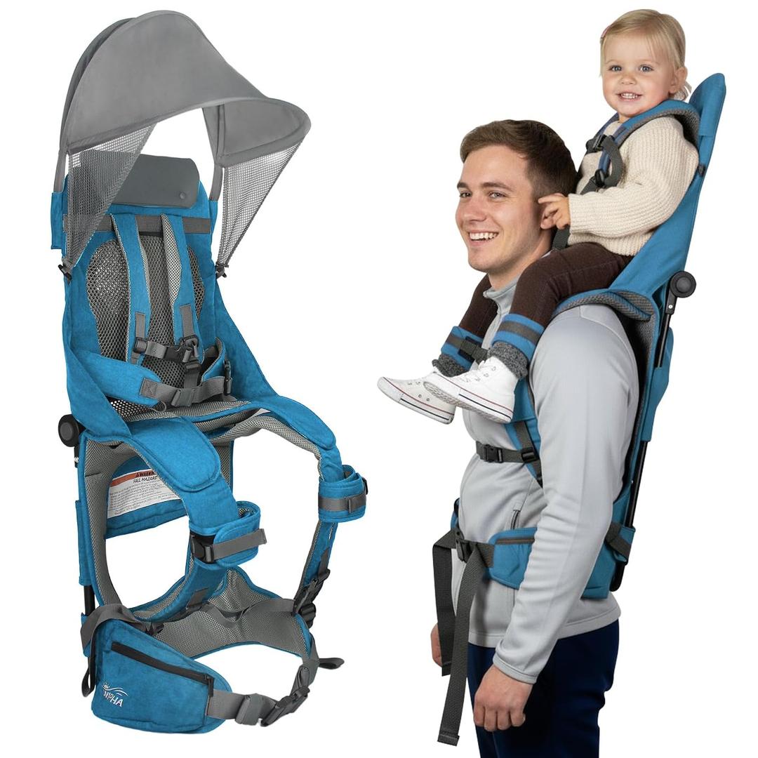 WIPHA Hiking Backpack Carrier, Lightweight Toddler Shoulder Carrier with Sun Shade, Foldable Frame, Breathable Mesh Backrest, Toddler Hiking Backpack for Kids 6 Months to 2 Years Old