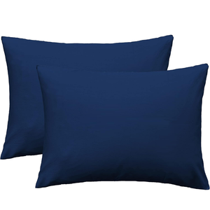 iMaylex Soft 100% Egyptian Cotton Zipper Pillow Case, Cozy and Lightweight Pillowcase, Set of 2, Navy Blue, Standard, 20" x 26"