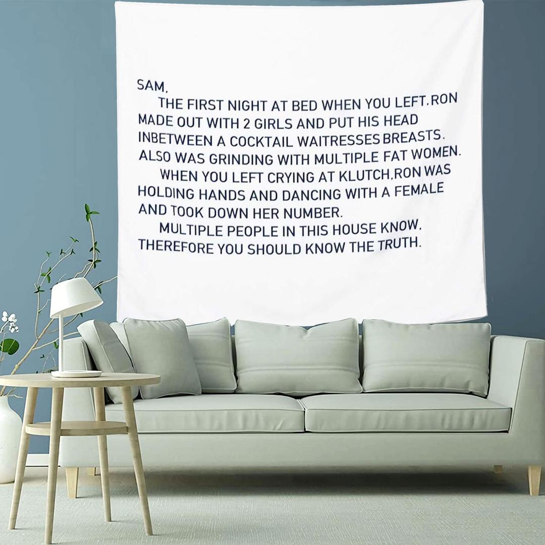 Macide Funny Boutique Tapestry Jersey Shore Letter to Sammi Wall Hanging Jersey Shore Party Decorations for Living Room Bedroom Dorm Home Decor (59.1 x 51.2 in)