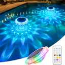 APONUO Solar Pool Lights, IP68 Waterproof Floating Pool Lights with Remote& Button Control, 9 Lighting Colors& 3 Modes Pool Solar Light, Timer& Memory, Floating Light for Pool, Party, Bathtub (1 Pack)