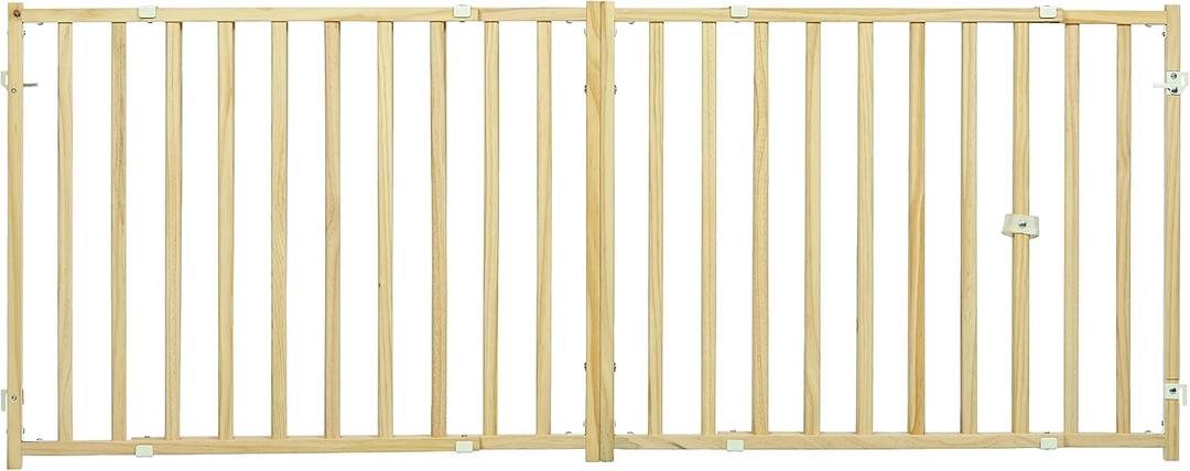 MidWest Homes for Pets Extra-Wide Swing Pet Safety Gate, Dog Gate Expands From 50.25 - 94 Inches Wide, 24-inches Tall, Natural Wood