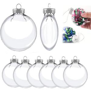 6 PCS DIY Christmas Clear Plastic Decorative Balls- 80mm/3.15inch Fillable Ornaments Clear Plastic Ball Decor for Crafts, Christmas Tree Decoration Xmas decorm, Halloween, Birthday, Wedding Decor