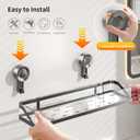 Shower Caddy Suction Cup,Detachable Bathroom Shower Organizer for Bathroom Storage, Wall Mounted Shower Shelves,Rustproof Shelf No Drilling Large Capacity Removable Rack 1 Pack Grey