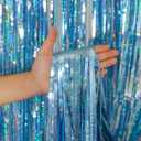 Foil Fringe Curtain Easter Decorations for Home - Melsan 3 Pack 3.2 x 8.2 ft Tinsel Curtain Party Photo Backdrop for Birthday Party Baby Shower or Graduation Decorations Light Blue