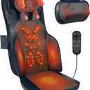 Shiatsu Neck Back Massage Cushion with Heat - 4D Kneading Massager w/Vibration, Dual-Neck Design, Adjustable Intensity/Height, Ease Muscle Tightness from Long Sitting, for Office, Home, Blue