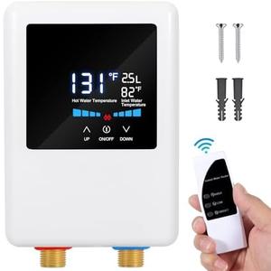 Tankless Water Heater Electric 110V, 5500W Instant Hot Water Heater Under Sink, On Demand Hot Water Heater with Remote Control and Digital Display, Portable Mini Electric Water Heaters for RV Kitchen