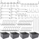 FRIMOONY Pegboard Hooks Assortment with Pegboard Bins, Peg Locks, for Organizing Various Tools, 80 Piece