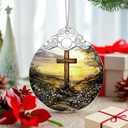 Cross Sunset Ornament  Christian Christmas Decor & Religious Christmas Ornament; Christian Home Decor (Holiday Present, Bauble Present, Christian Gifts, Religious Gifts, Gift Idea, Gift Exchange)