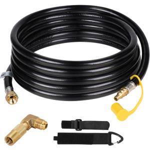 Eazy2hD 20FT RV Quick Connect Propane Hose with 1/4" Quick Plug Propane Elbow Adapter, Propane Extension Hose for Blackstone 17"/22" Griddle, RV Quick-Connect Kit with Buckle