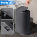 Anzoymx Stainless Steel Bathroom Trash Cans with Lids 1.8 Gallons Small Garbage Can with Pop up Lid Dog Proof Narrow Wastebasket Slim Bins Set for Bedroom, Living Room, Toilet, Office, Rv (Grey)
