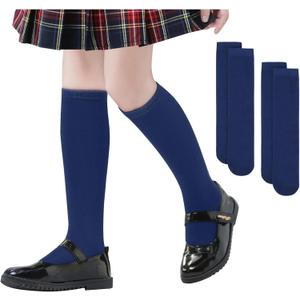 Zando Kids Soccer Baseball Football Softball Socks Cotton Girls Knee High Socks Uniform Socks for Girls Boys 3-12 years (Blue, XL)